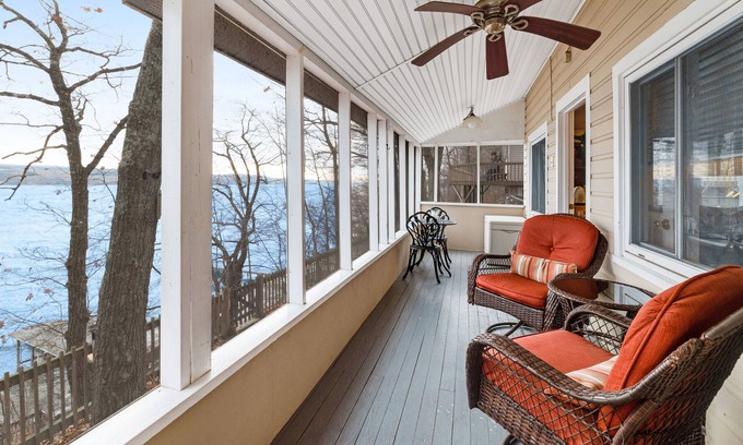 Valois Cottage | Lakefront getaway with a private dock, full kitchen, sunroom, & deck