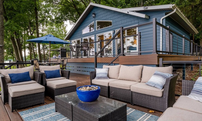 Grand Junction House | Lakefront home with 3 bed 3 bath near South Haven with sandy beach and dock
