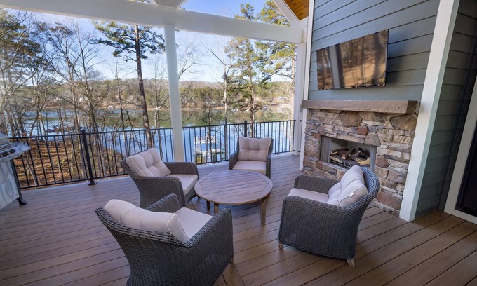 Salem House | Lakefront NEW BUILD on pristine Lake Keowee w/game room & double-decker dock!
