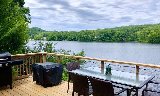 Ledyard Cottage | Lakeside cottage overhanging the water, beautiful window views across the lake