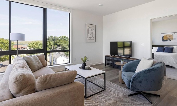 Carteret Apartment | Landing | Chic 2BD, Gym, Rooftop Lounge