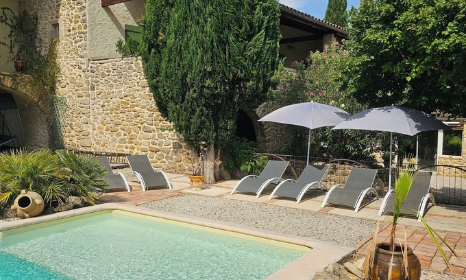 Saint-Sauveur-de-Cruzieres Cottage | Large charming farmhouse in South Ardèche, private pool, to rent as a whole/per room