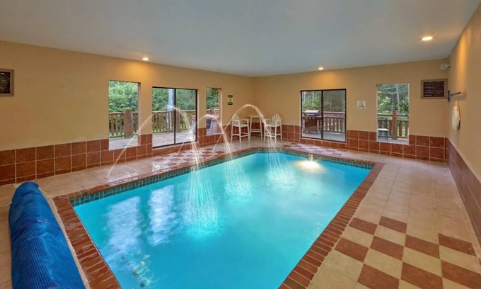 Cosby Cabin | Large Private backyard, Paired driving games, Indoor Pool, Theater room