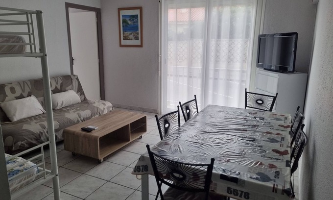 Saint-Cyprien Plage Apartment | LARGE T2, 40m², Beachfront, central beach, WIFI, air conditioning