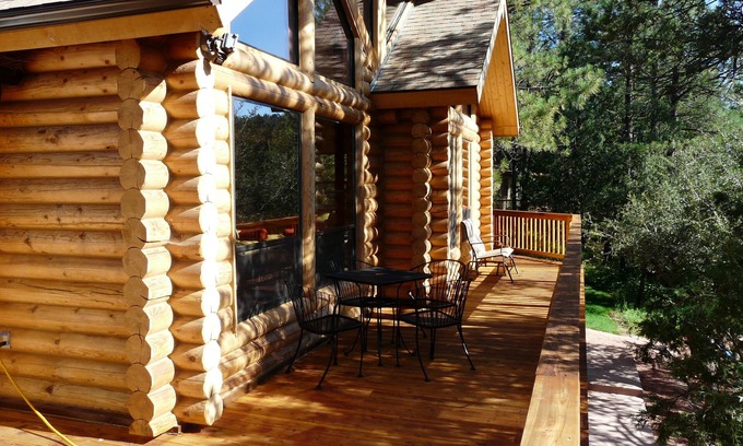 Whispering Pines Cabin | Log Cabin in the Pines, Treehouse with Swinging Bridge, beautiful stream nearby