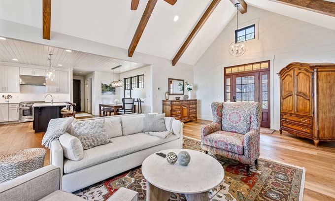 Laurel Park House | Luxe mountain-view retreat with private hot tub, covered deck, & chef's kitchen