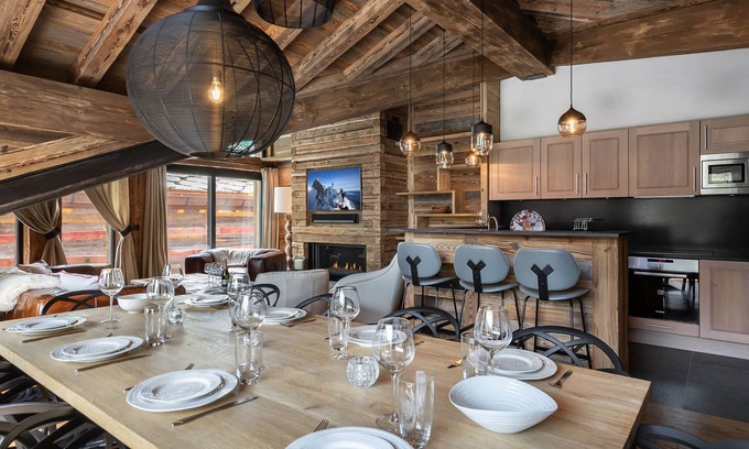 Val-d'Isere Ski Chalet | Luxurious Chalet with Private Elevator, Hammam, Fireplace, and Stunning Terrace in Val d'Isère