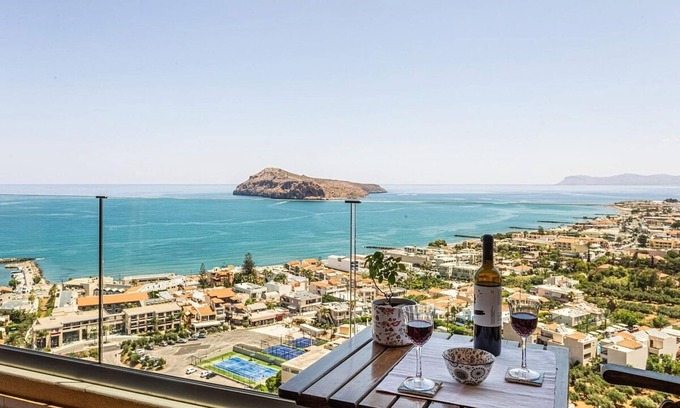 Platanias Town Apartment | Luxurious Penthouse Apartment, Large Balcony with Panoramic Sea Views - 850m from Platanias Beach!