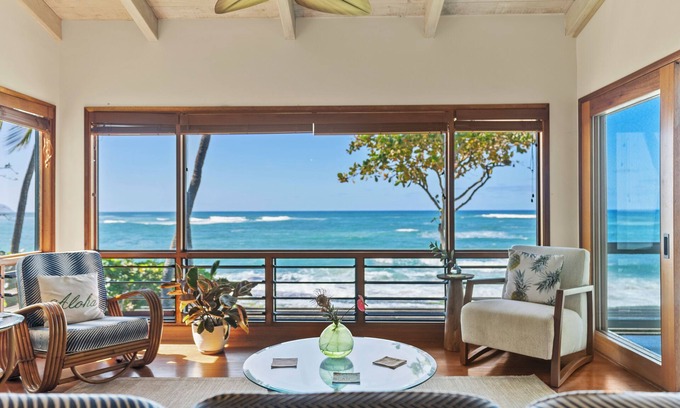Waialee House | Maluhia Beach House by Gather: Oceanfront Home w/Lanai & Views