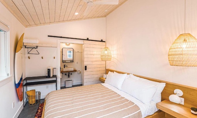 Stinson Beach House | Mini Shortboard Room with a Queen Bed