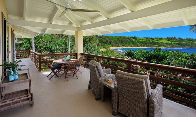 Kilauea House | Moloaa Bay Villa on secluded white sand beach