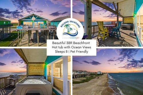 Port Bolivar House | MoonStone 3BR Beachfront w Hot Tub Amazing Beach Views and Large Deck