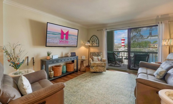 Harbour Town Condo | MyStay at 1029 Caravel Ct | Harbour Town Villa with Lighthouse Views and Pool!