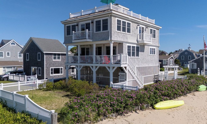 Popponesset House | New to market Ocean Front Gem steps to Beach! 25 minutes from cape bridges.