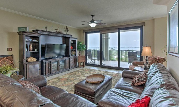 Ono Island Apartment | Ornate Resort Condo with Balcony, Pool, Water Views!