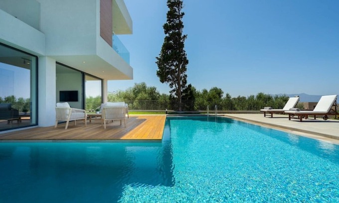 Maleme Villa | Ostria Villa, Pirgos-Villas, Ηeated Pool, Amazing Sea View