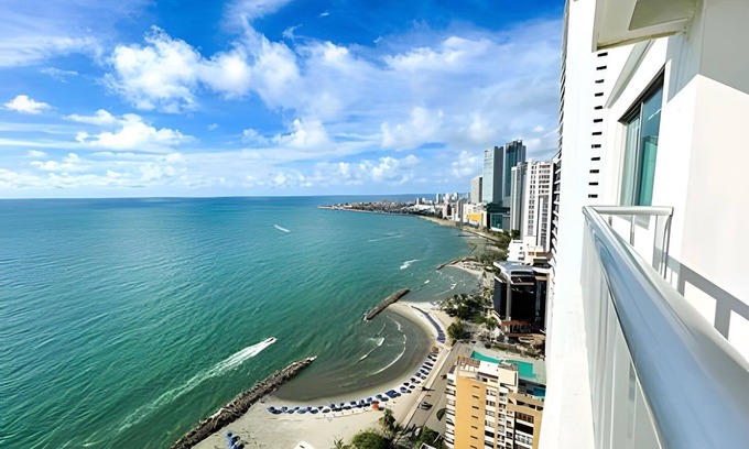 Bocagrande House | Palmetto 2701 - balcón, vista al mar y a la Bahía