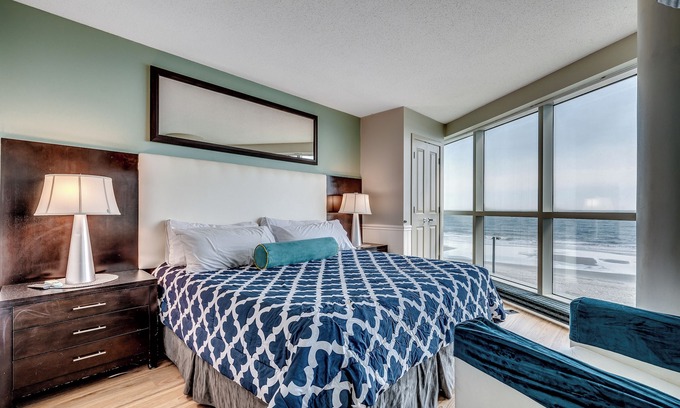 Downtown Myrtle Beach Condo | Panoramic Oceanfront Condo, Highly Sought After End Unit, Glass Wrapped Around