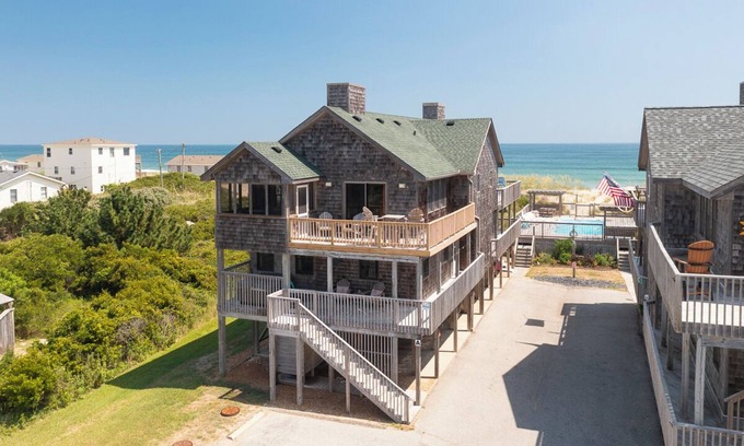 South Nags Head House | Pet-friendly semi-oceanfront home w/hot tub and community pool!