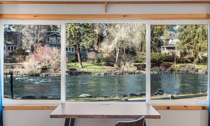 Bend Condo | Pet Friendly Studio on the Banks of the Deschutes River with Pool and Hot Tub Access!