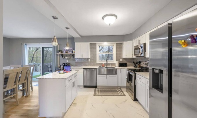 East Stroudsburg House | Poconos Getaway w/Hot Tub, Pet Friendly, Fire Pit, Game Room