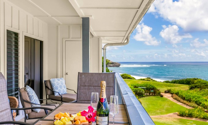 Poipu Condo | Poipu Sands 437: Updated Spacious 2BR Ocean View Condo, A/C, pool, tennis, beach