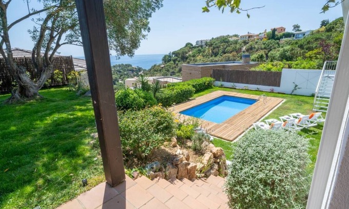 Tossa de Mar Villa | Private beach, suite with chill out area with sea views. Saltwater pool