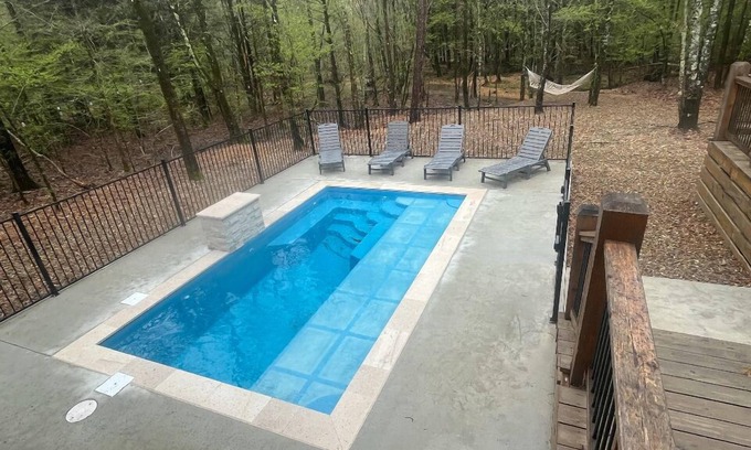 Broken Bow Cabin | Private Heated Pool Creek Huge Deck Views