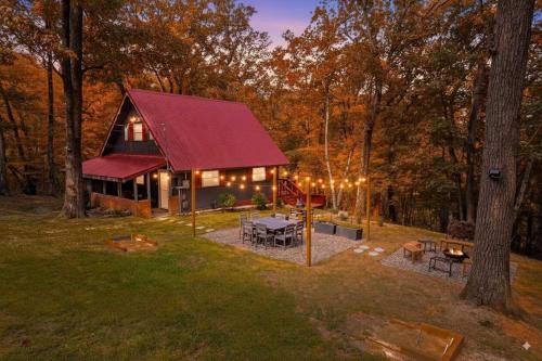 Millville House | Red A Frame Shenandoah Escape Fire Pit BBQ