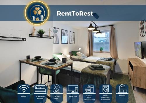 Stadtkern Apartment | RtR Essen - Für bis zu 2 Personen - Voll ausgestattet - Balkon - Zentral Limbecker Platz - Messe - Uniklinikum - Smart TV - Modern