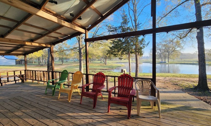 Hempstead Cabin | Rustic Ranch Bunkhouse Getaway- Sleeps 28+ -Pool & Pond