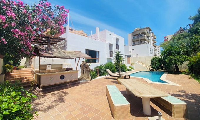 Ibiza Town Ski Chalet | Rustic Urban Villa with private pool - 400 m away from Sandy beach