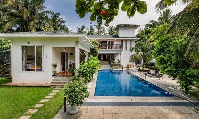 Shribag No.2 Villa | SaffronStays Osaree, Kihim - pet-friendly pool villa perfect for a workcation