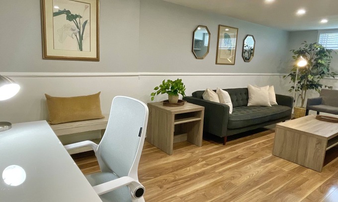 Pickering Apartment | Serene Suite w/ 2 BDRM, Parking, Office, Close to Beach