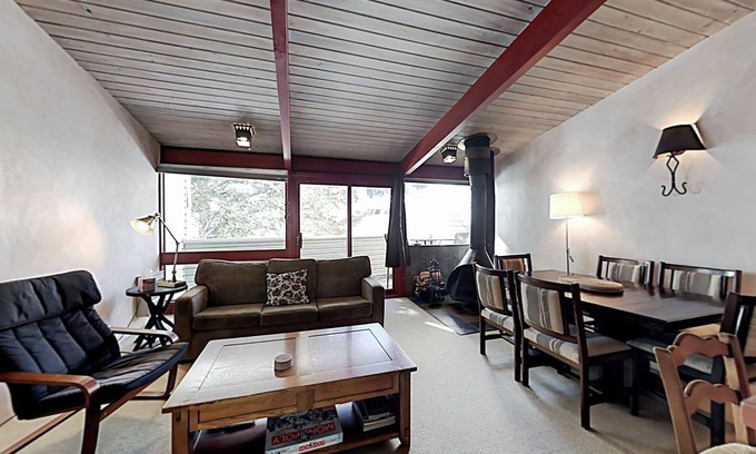 Taos Ski Valley Condo | Ski-in/out delight with woodstove & balcony- walk to shops, dining & skating
