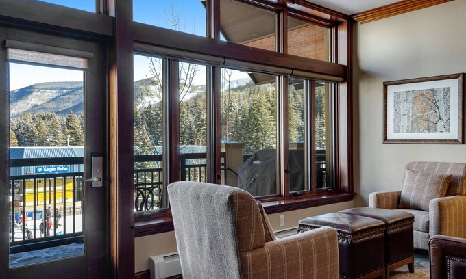 Vail Ski Chalet | Ski-in/out home w/alpine view, fireplace, AC, fast WiFi, shared pool/hot tubs/WD