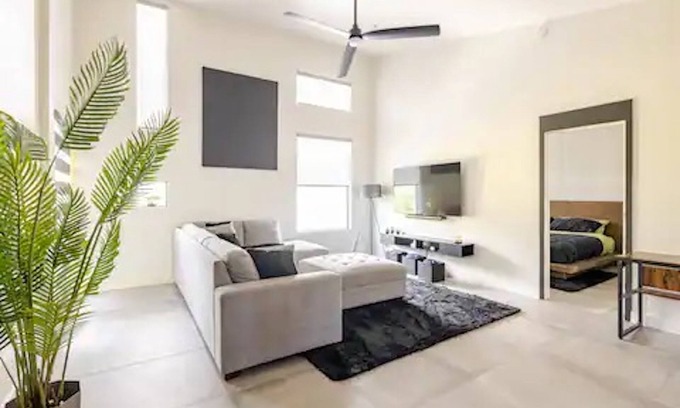Sunset Condo | Sleek Monochrome Haven! 2BR 2 BA