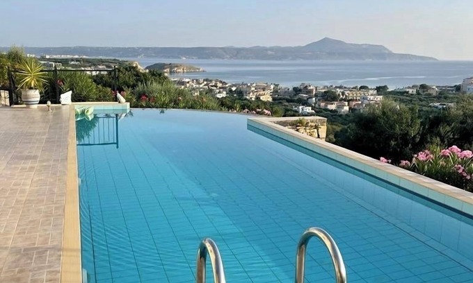 Almyrida Villa | Spectacular sea view-Private Pool-Unlimited WiFi-Walking Distance to Beach