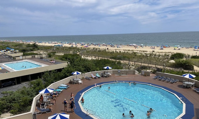 North Ocean City Condo | Stunning Direct Ocean Front Condo Double balcony overlooking Beach & Pool