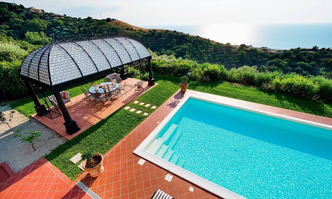 Capo d'Orlando Villa | Stunning private villa for 10 guests with private pool, A/C, WIFI, TV, terrace and panoramic view