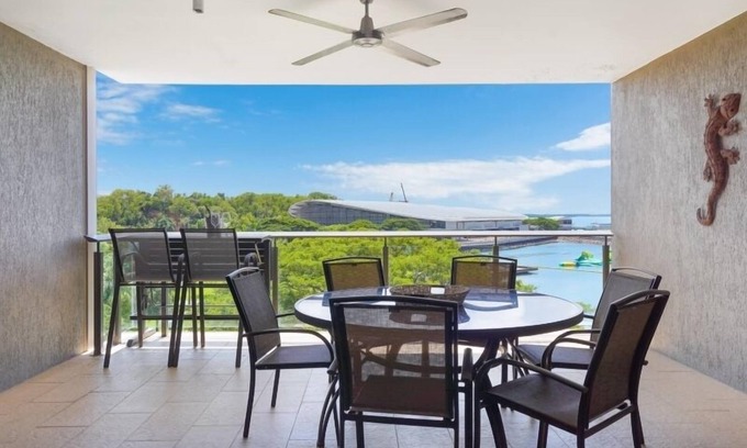 Darwin City Centre Apartment | Superb Waterfront Lagoon Views: Balcony Relaxing