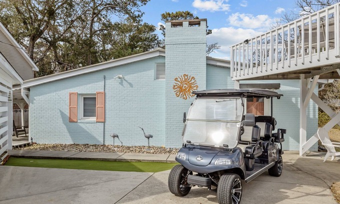 Atlantic Beach Cottage | The Beach Bunker-Renovated Vintage Coastal Retreat with Rooftop Deck & Golf Cart