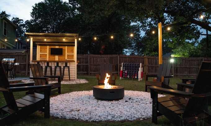 Midtown House | The Iris: Fire pit- bar- pool table