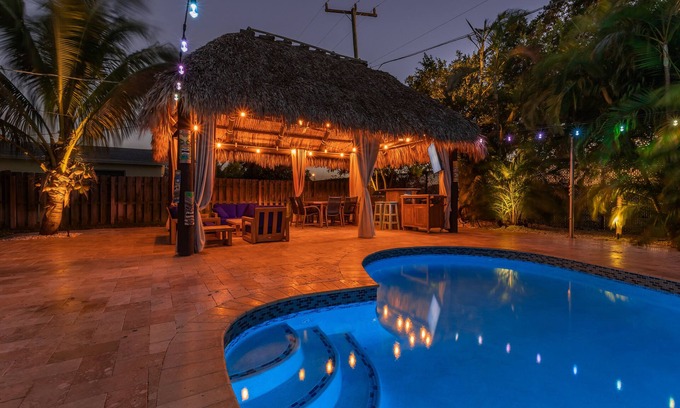 Land of the Presidents House | Tiki Paradise OasisnHome + Pool, Tiki Hut & 10 Min to Beach!