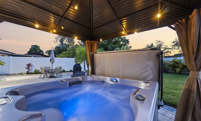 Lakeland House | Tropical Fenced Paradise, Hot Tub, & Home Theater