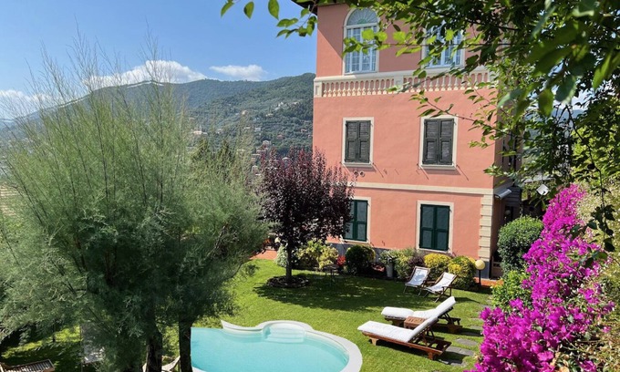 Recco Villa | Villa degli Ulivi private pool and sea view