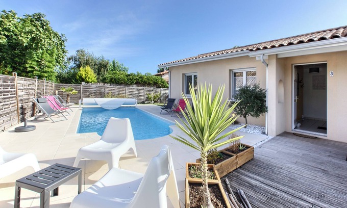 Gujan-Mestras House | Villa La Girolle - Bassin d'Arcachon - Private heated pool