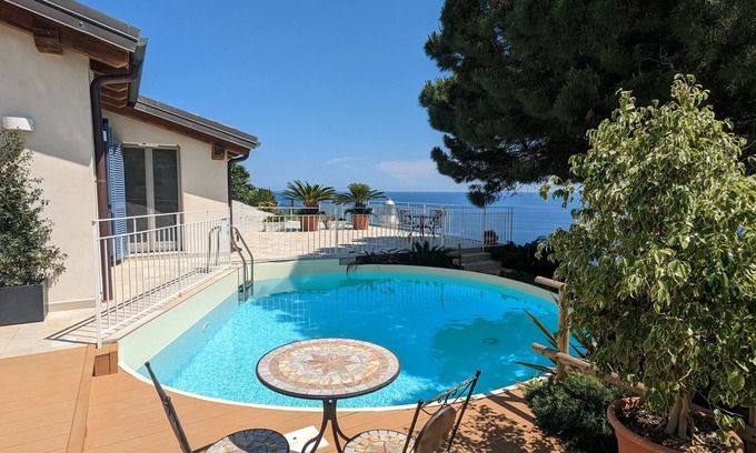 Sanremo Apartment | Villa with Pool and Jacuzzi on Sea View Terrace