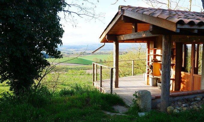 Villarzel-du-Razes Cabin | Wake up to stunning views of the Pyrenees from our cosy glamping forge.