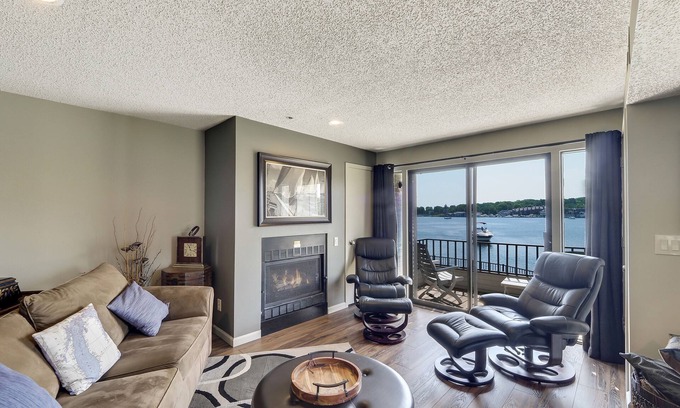 Charlevoix Condo | Waterfront Condo in Downtown Charlevoix | Pool, Hot Tub, Sauna | Sleeps 4